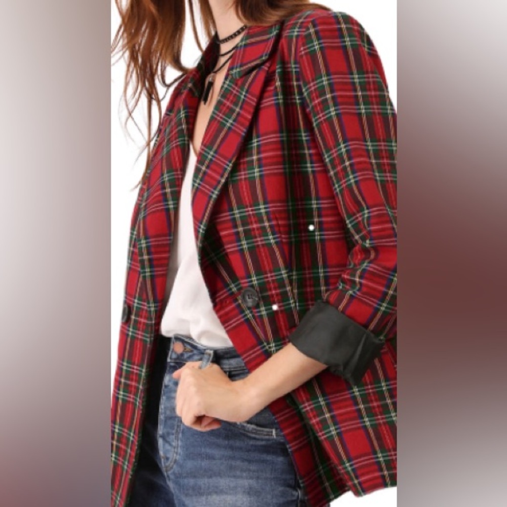 BERSHKA Black/Red Plaid Blazer (S)